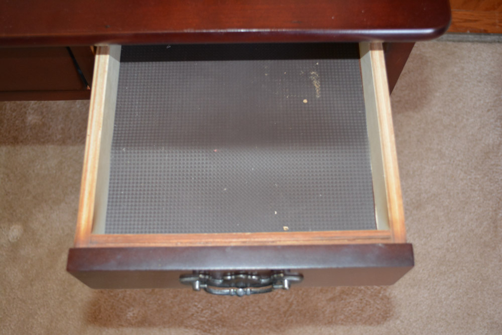 Contemporary Queen Anne-Style Vanity with Mirror and Stool
