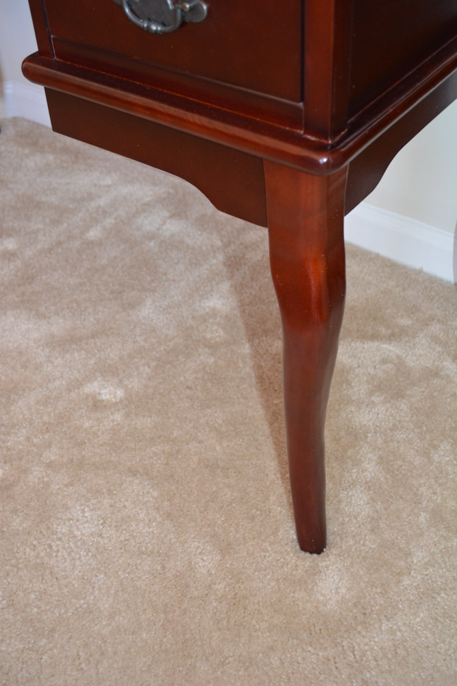 Contemporary Queen Anne-Style Vanity with Mirror and Stool