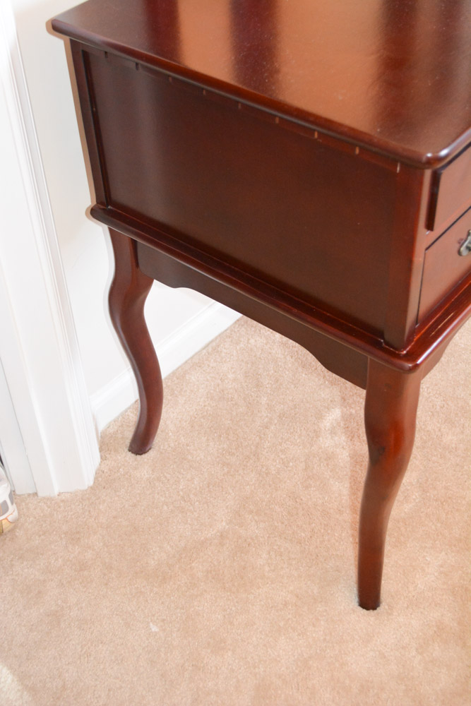 Contemporary Queen Anne-Style Vanity with Mirror and Stool