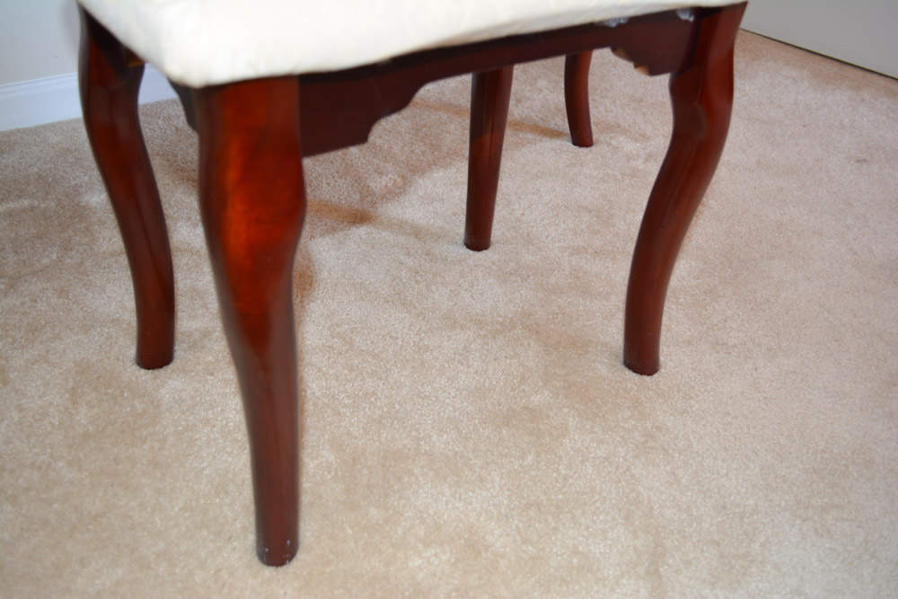 Contemporary Queen Anne-Style Vanity with Mirror and Stool