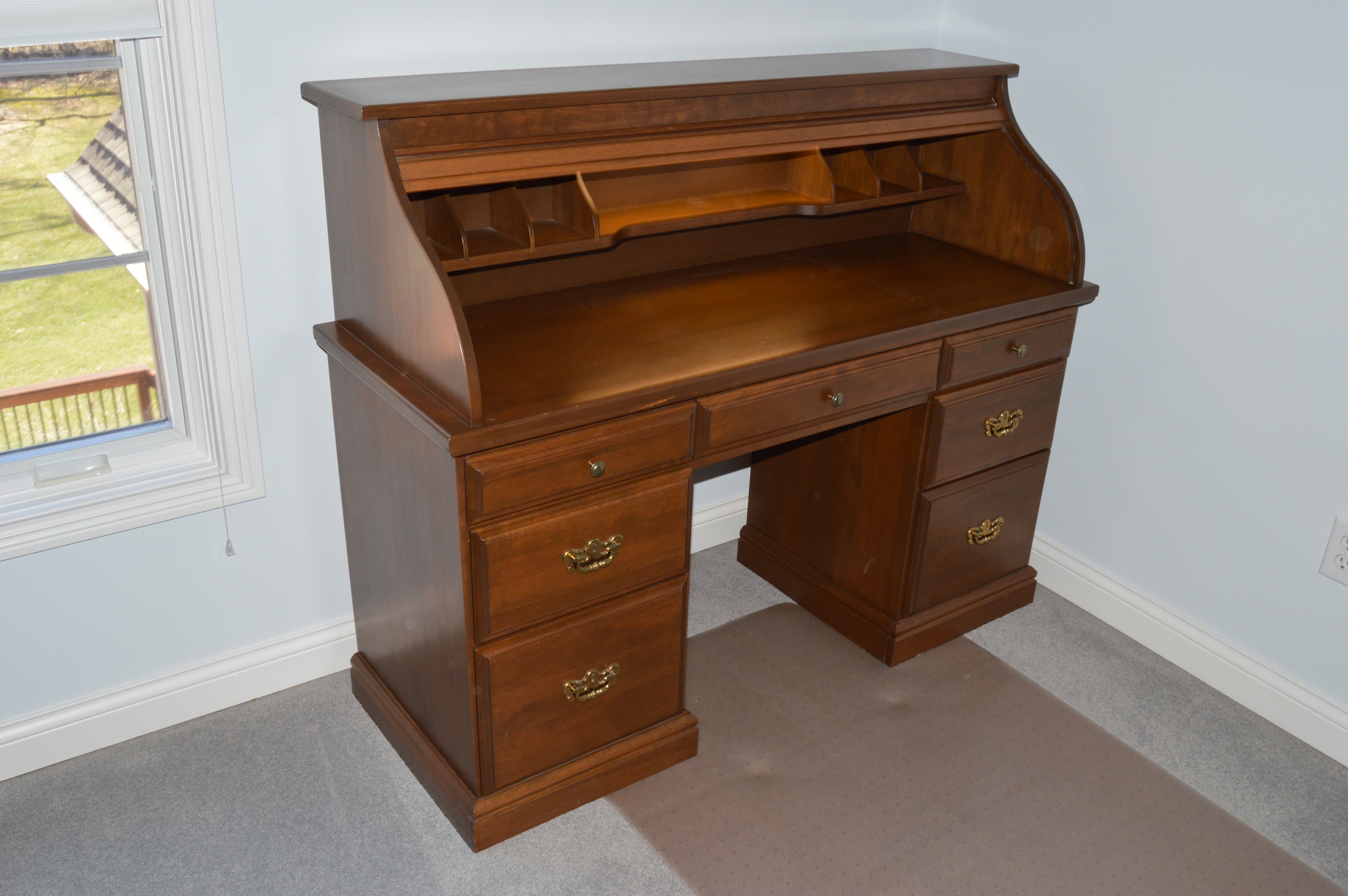 Roll-Top Desk and Side Chair