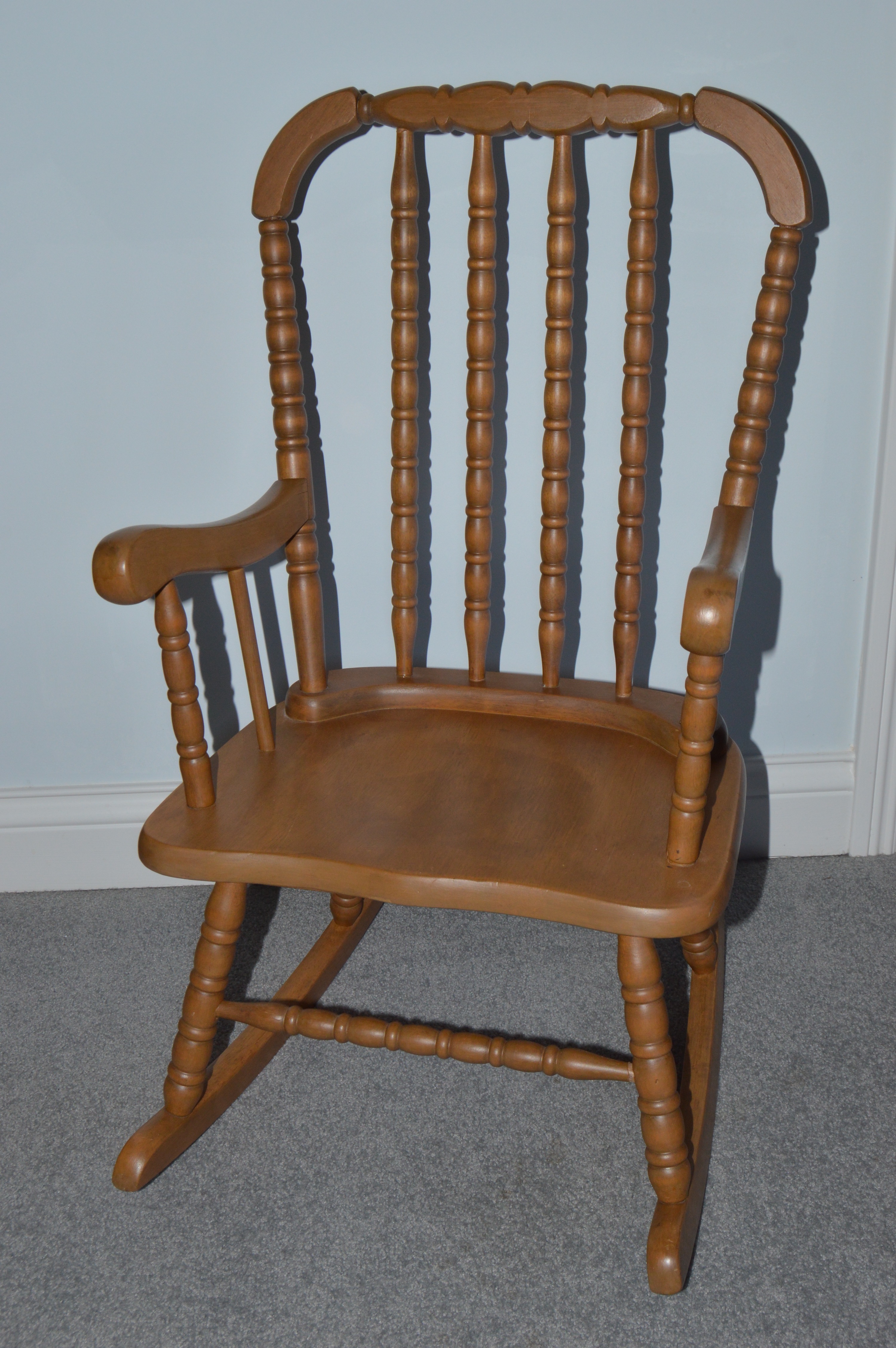 Vintage Child's Rocking Chair and Wood Display Shelf