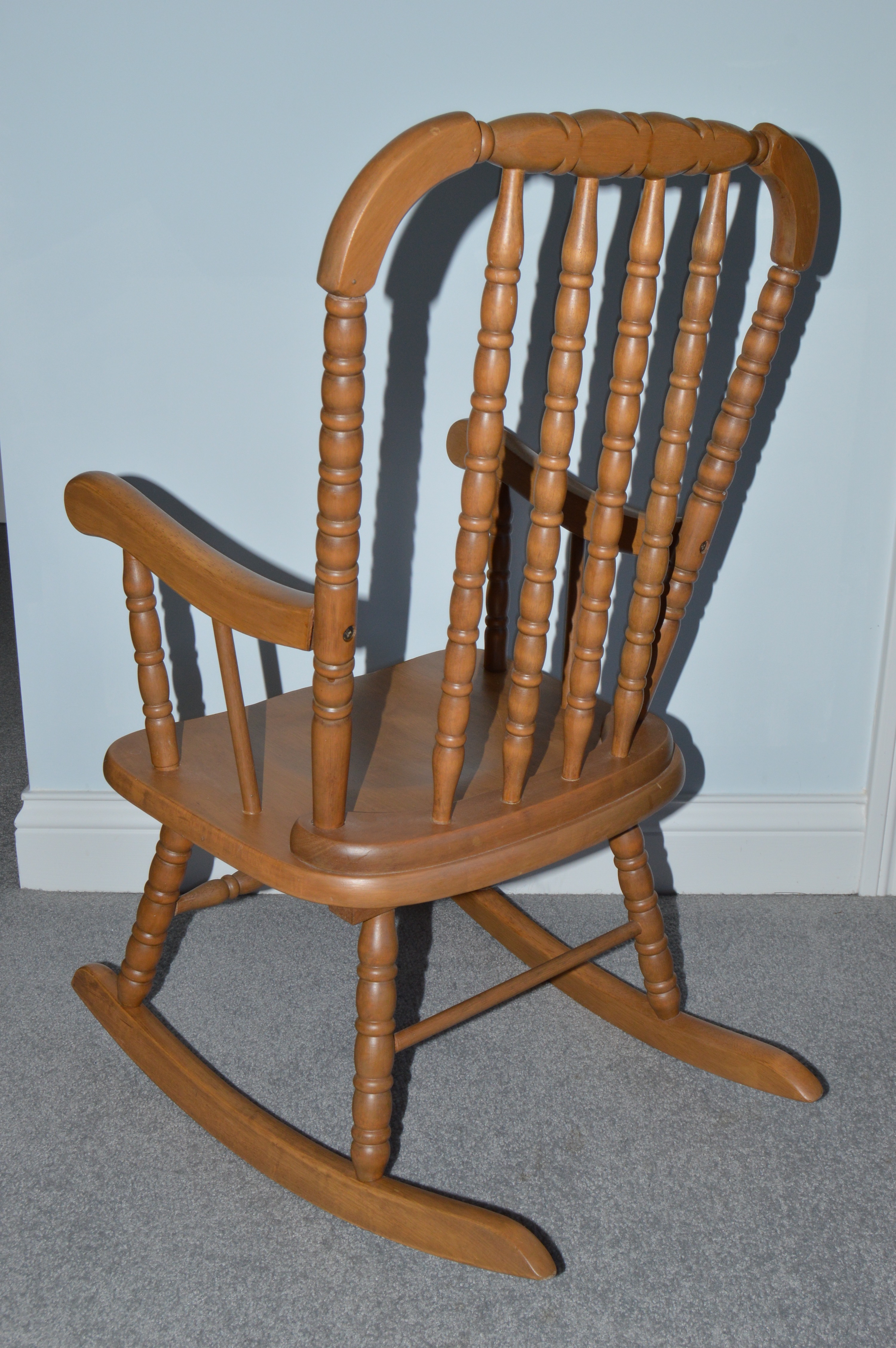 Vintage Child's Rocking Chair and Wood Display Shelf