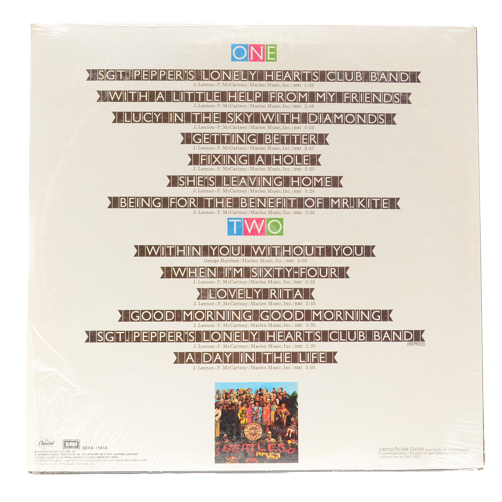 Sealed 1978 Beatles "Sgt. Pepper" Picture Disc