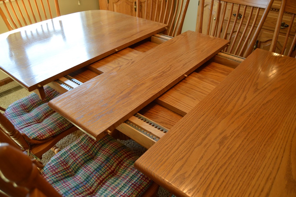 Amish Made Oak Dining Table with Eight Chairs