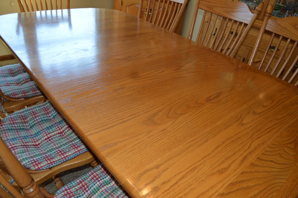 Amish Made Oak Dining Table with Eight Chairs