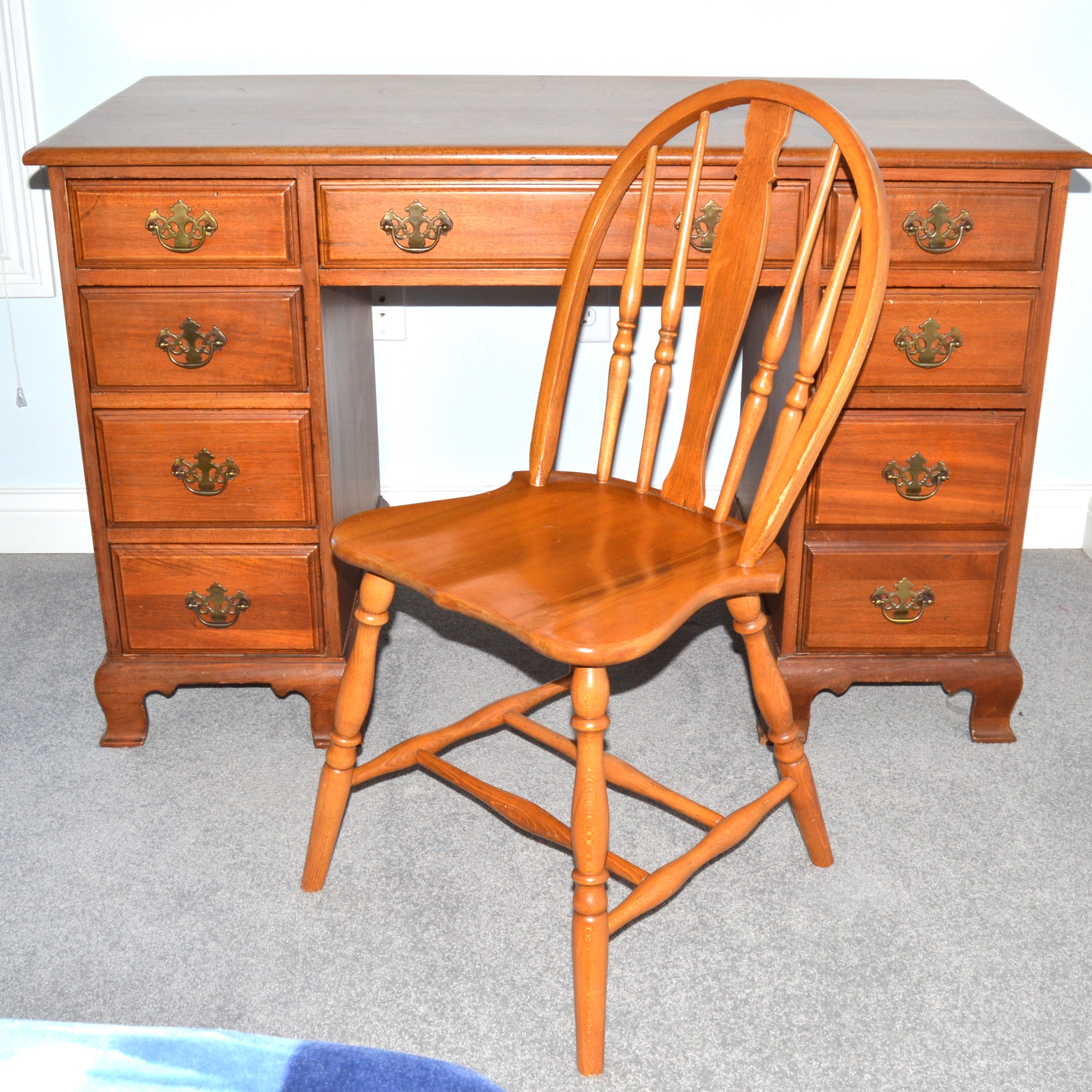 Chippendale Style Desk and Windsor Chair