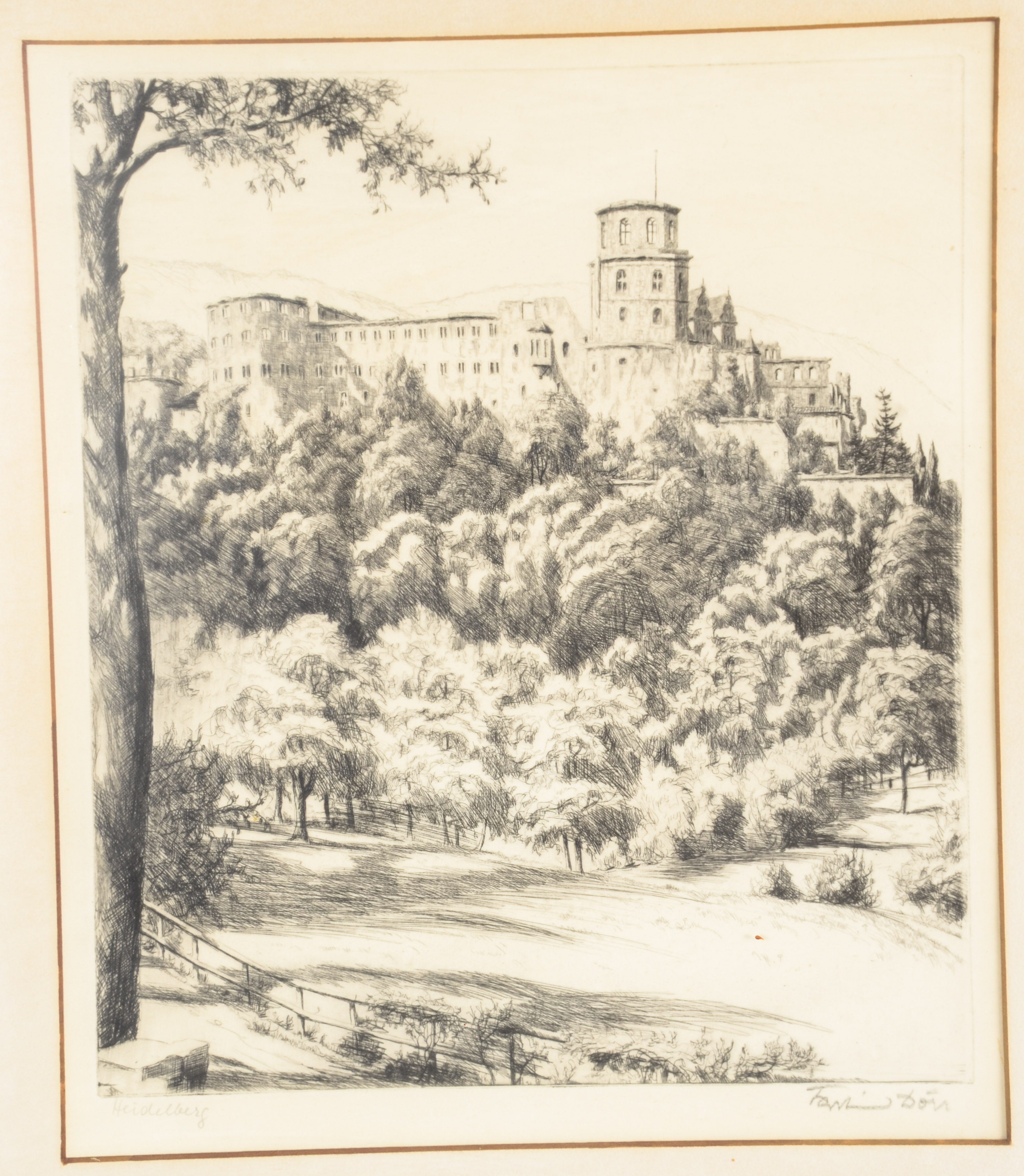 Pair of Signed Intaglio Prints Depicting Heidelberg