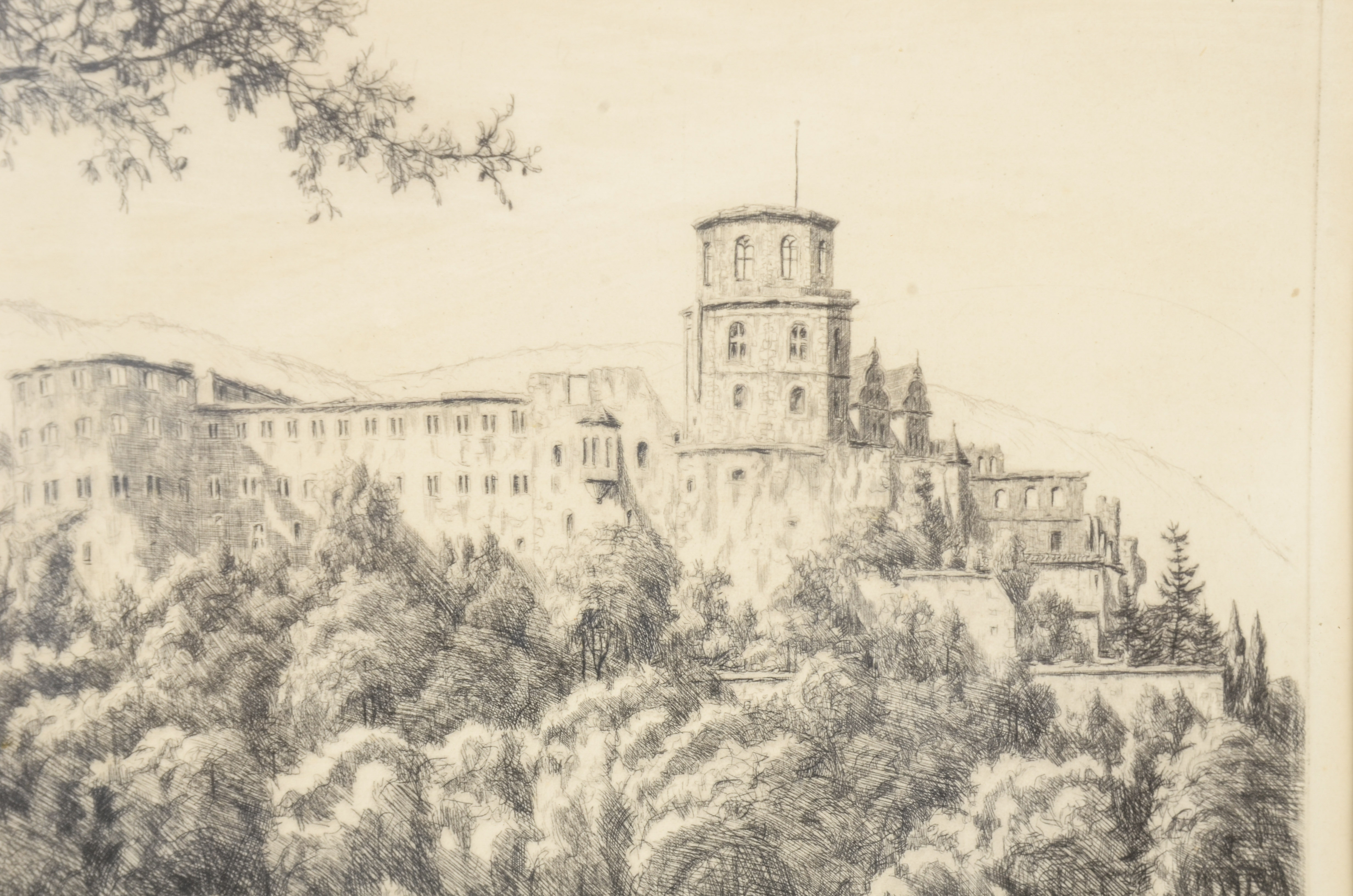 Pair of Signed Intaglio Prints Depicting Heidelberg