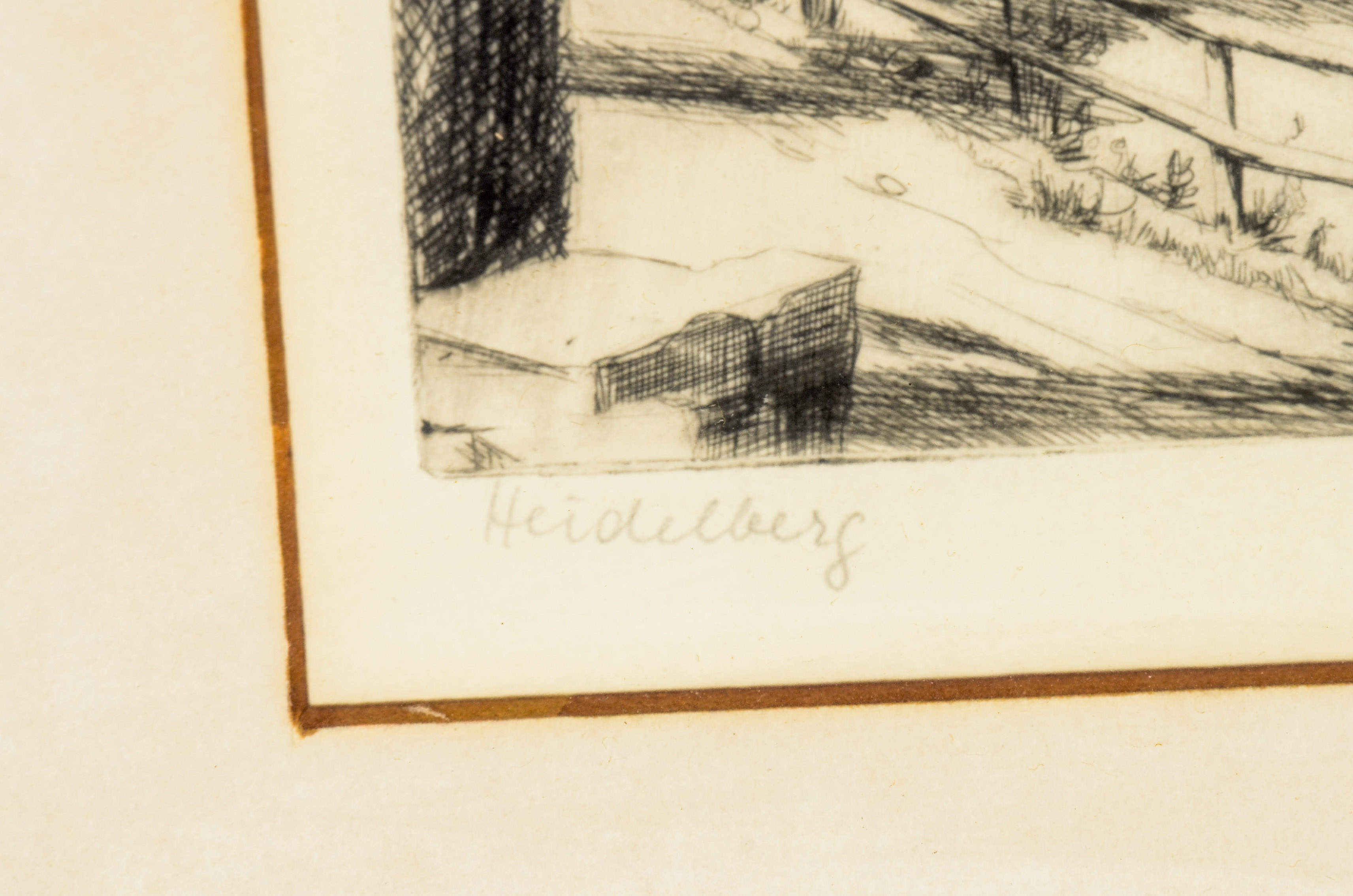 Pair of Signed Intaglio Prints Depicting Heidelberg