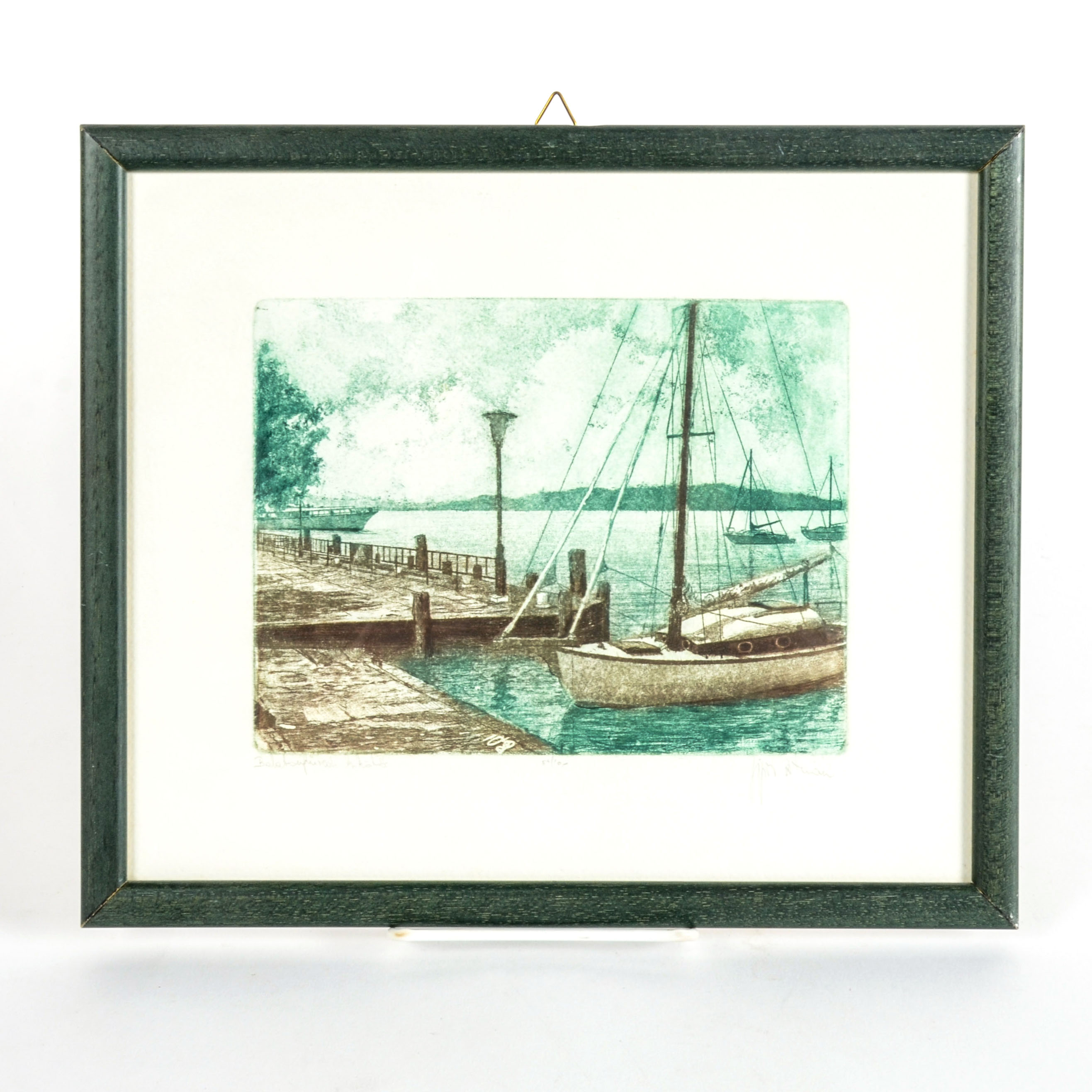 Sipos Istvan Aquatint Depicting Docked Boats