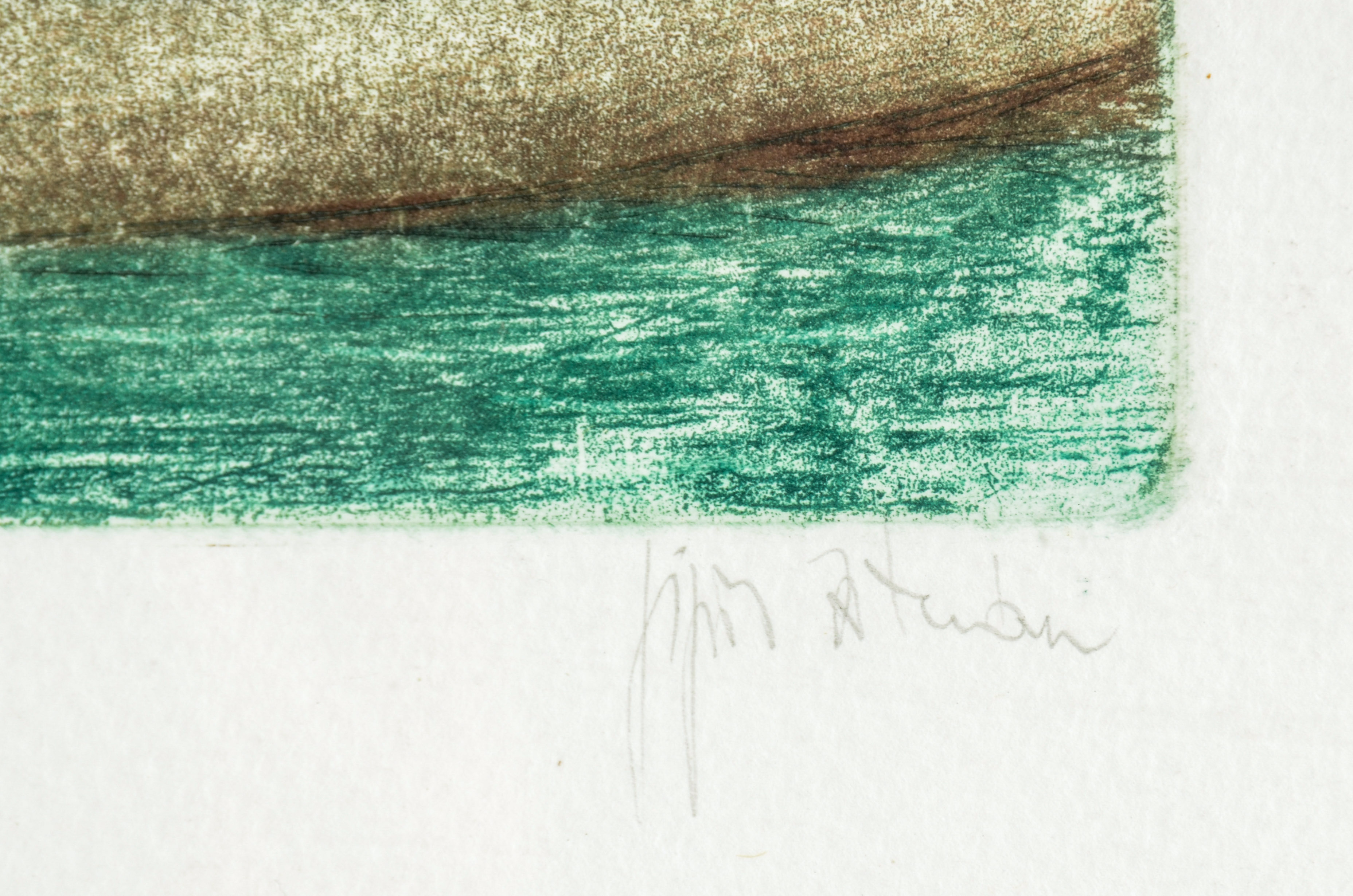 Sipos Istvan Aquatint Depicting Docked Boats