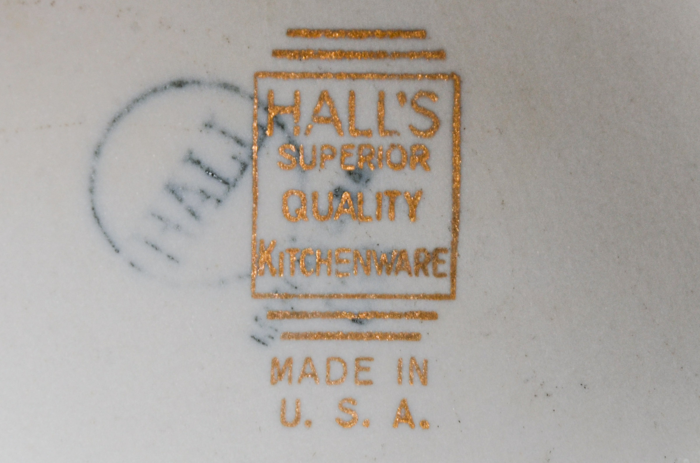 Vintage Hall's Pottery Pitcher and Two Bowls