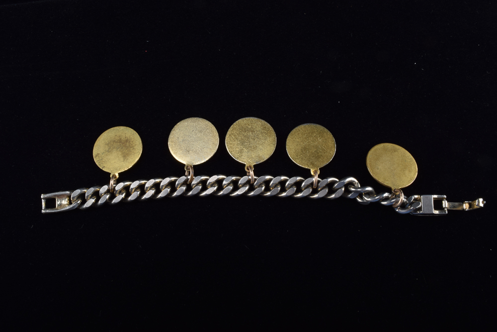 Gold Tone Charm Bracelet with Vintage Keeneland Association Membership Pins