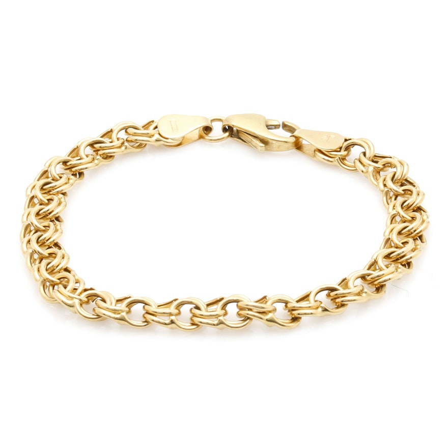 18K Yellow Gold Double Chain Link Bracelet