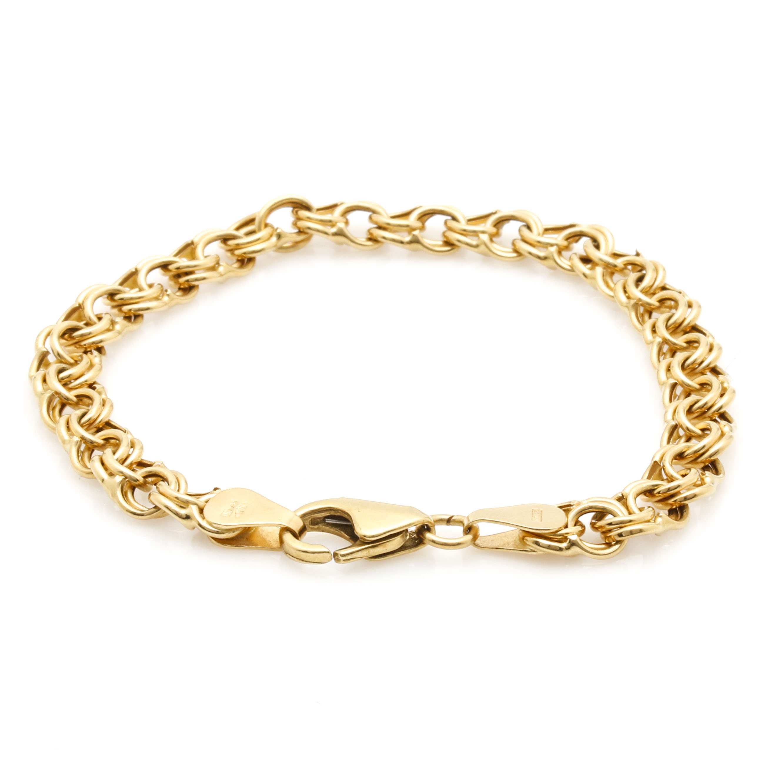 18K Yellow Gold Double Chain Link Bracelet