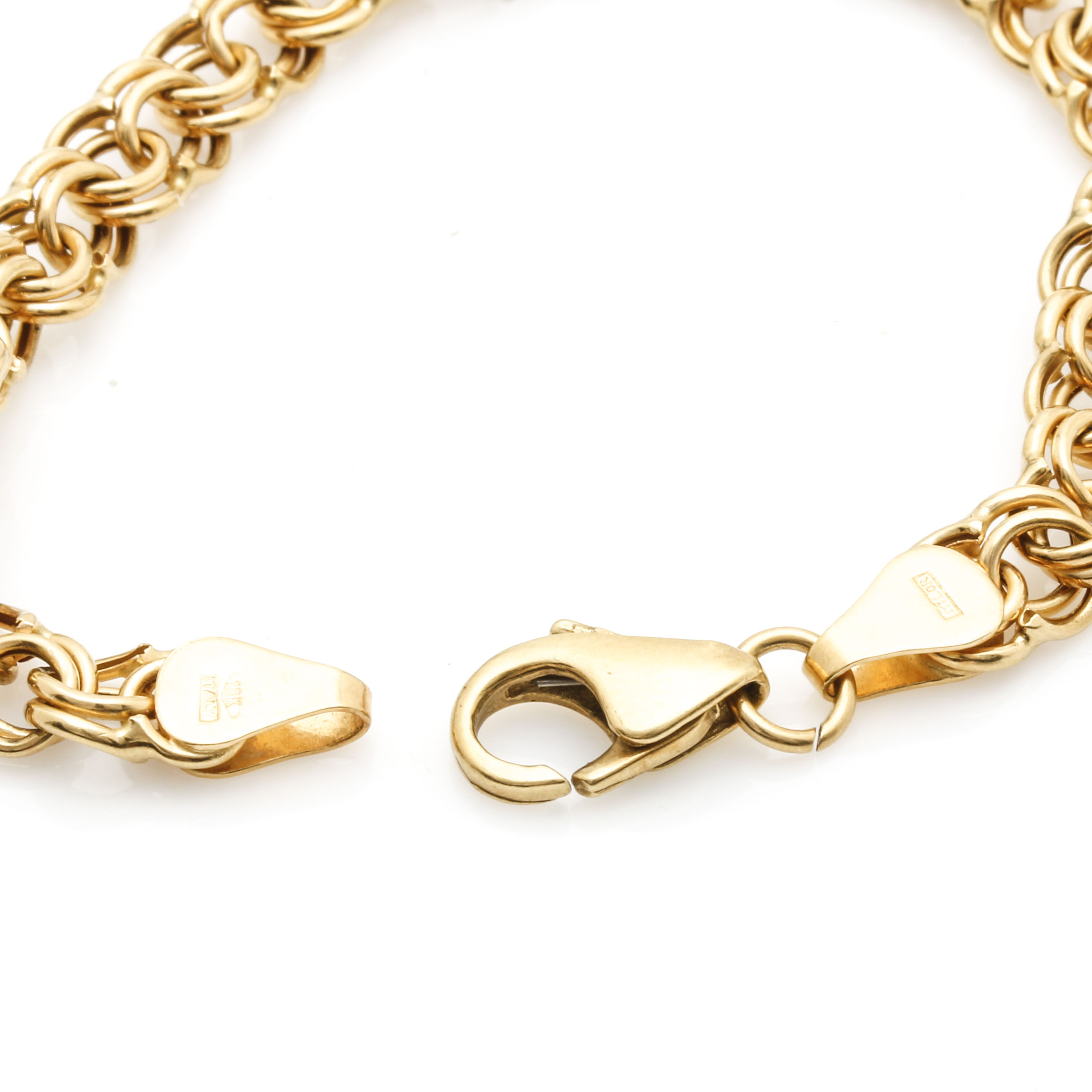 18K Yellow Gold Double Chain Link Bracelet