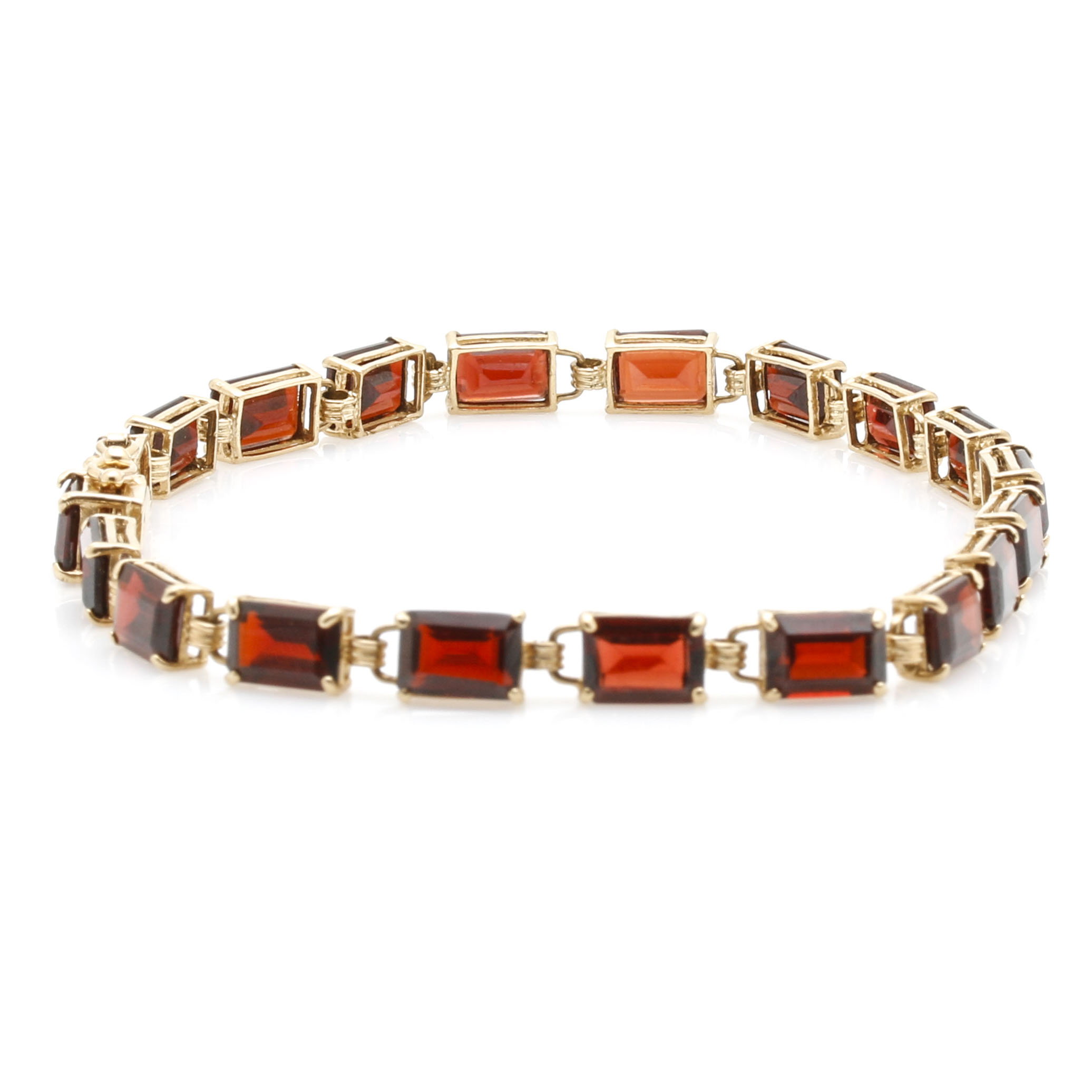 14K Yellow Gold Garnet Bracelet