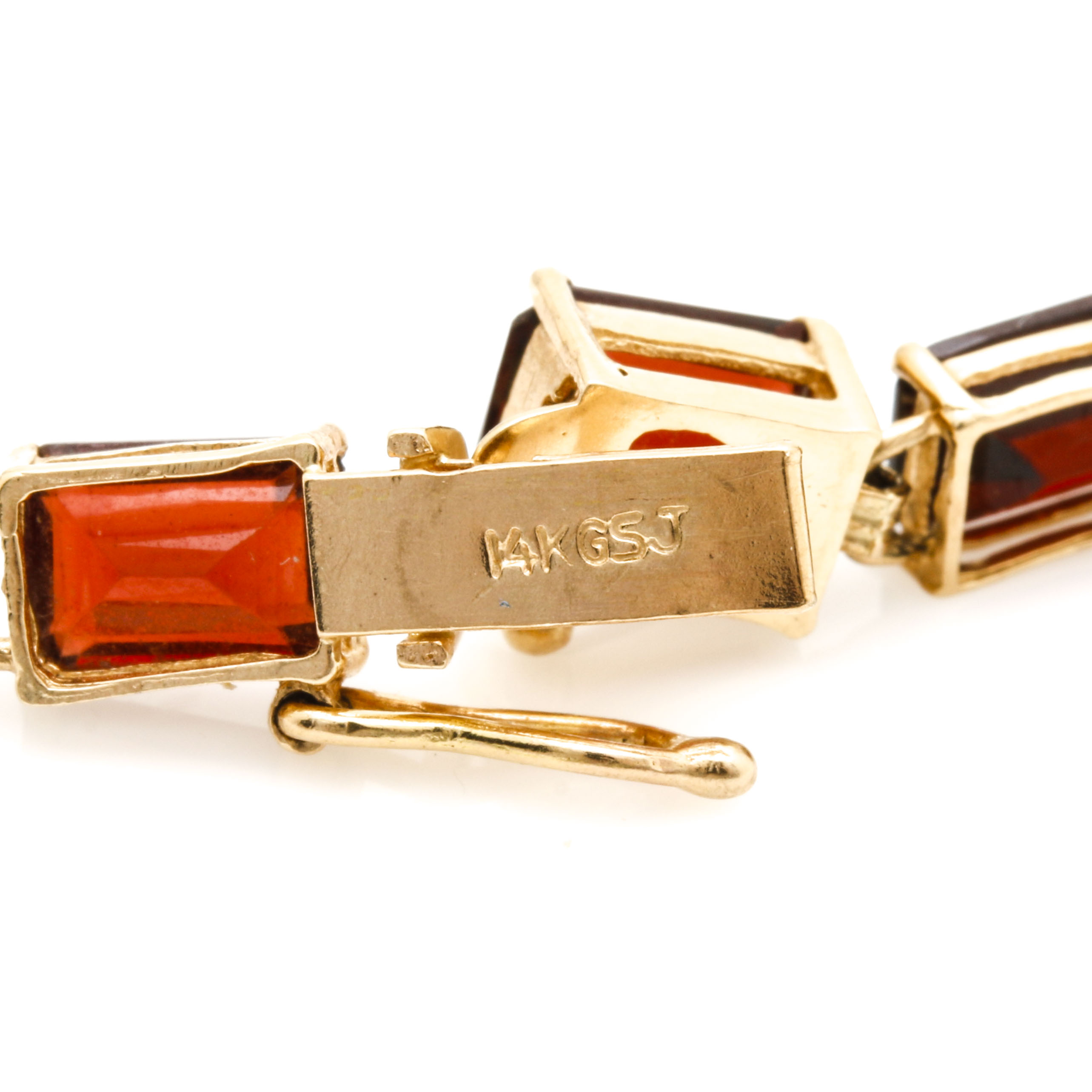 14K Yellow Gold Garnet Bracelet