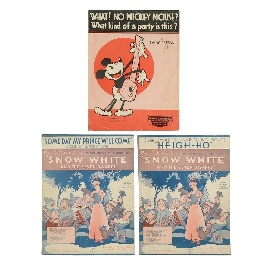 1930s Disney Sheet Music Including "Snow White and the Seven Dwarfs"