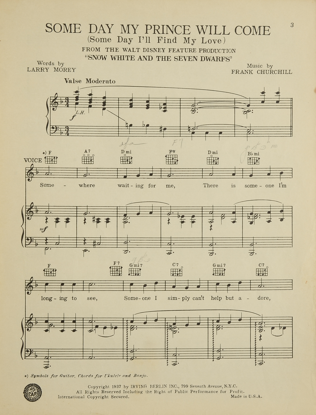 1930s Disney Sheet Music Including "Snow White and the Seven Dwarfs"