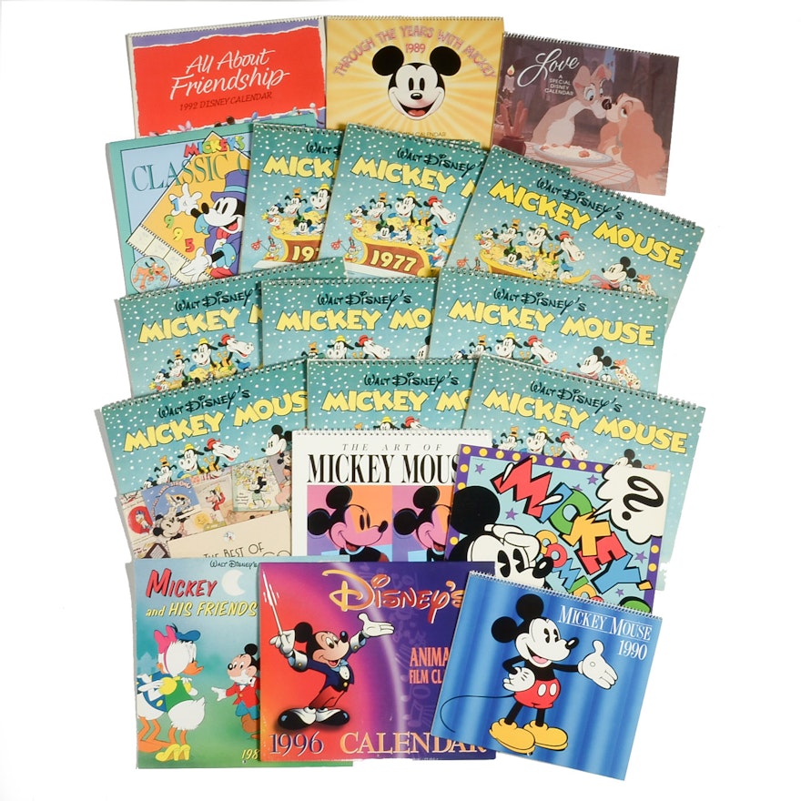 Disney Calendars Including 1977 Glow-in-the-Dark Calendar