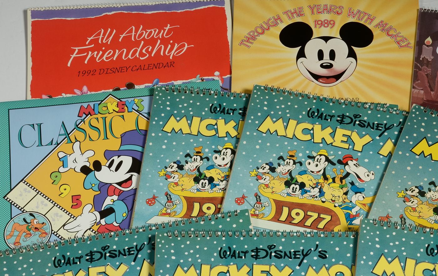 Disney Calendars Including 1977 Glow-in-the-Dark Calendar