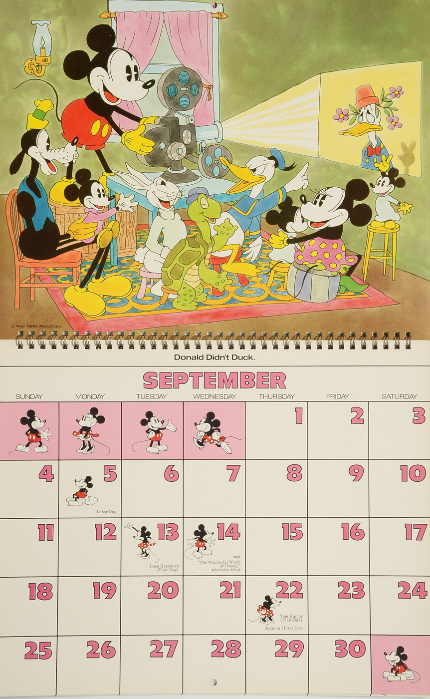 Disney Calendars Including 1977 Glow-in-the-Dark Calendar