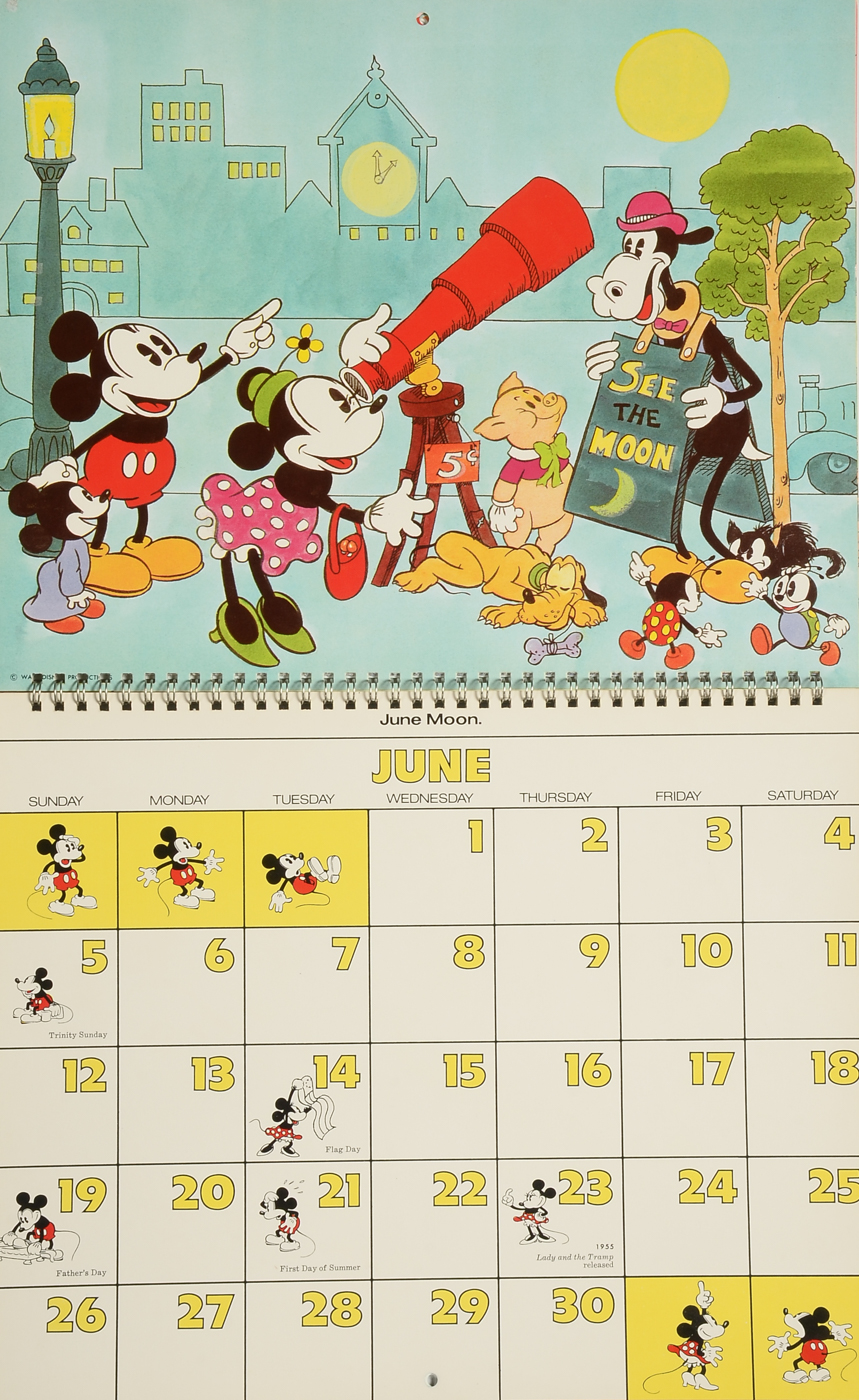 Disney Calendars Including 1977 Glow-in-the-Dark Calendar