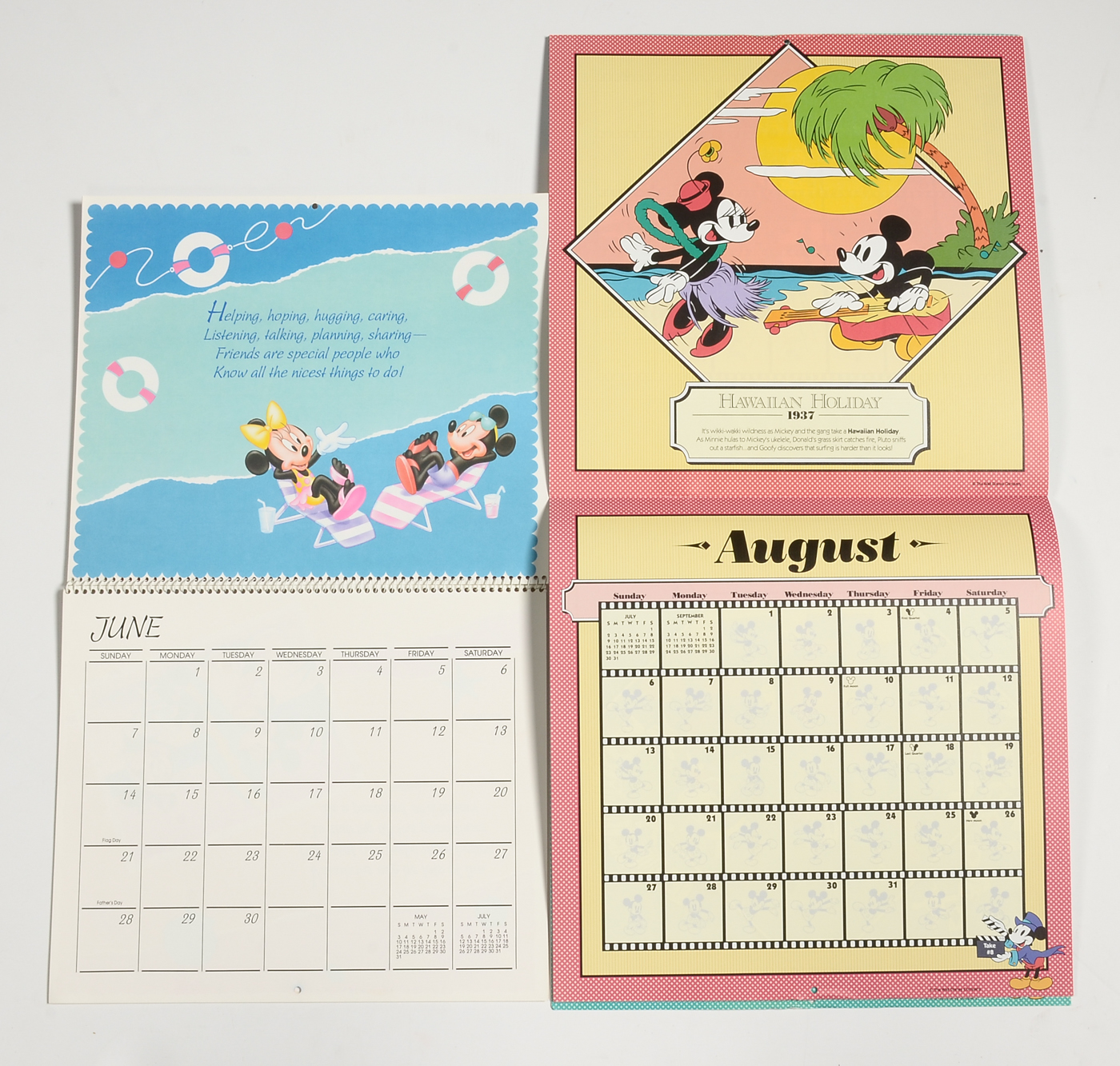 Disney Calendars Including 1977 Glow-in-the-Dark Calendar