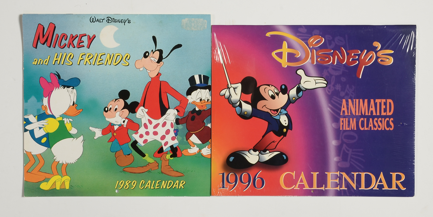 Disney Calendars Including 1977 Glow-in-the-Dark Calendar
