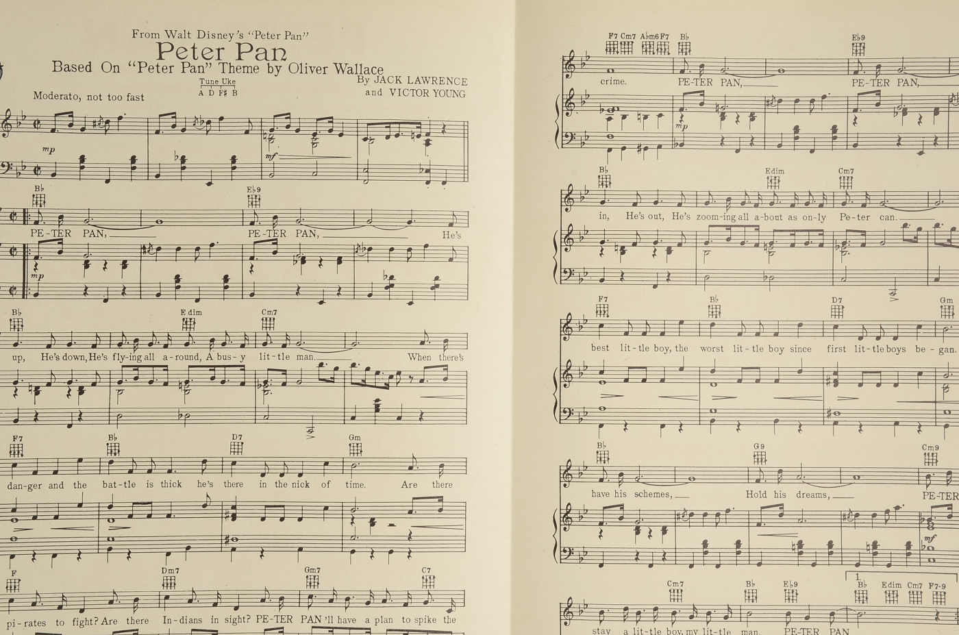 Disney Sheet Music Including "Peter Pan"