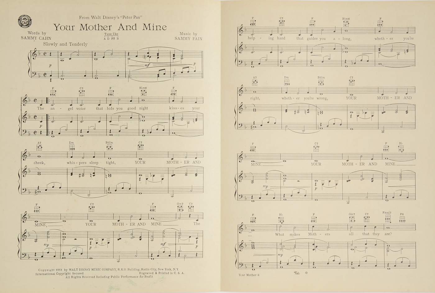 Disney Sheet Music Including "Peter Pan"