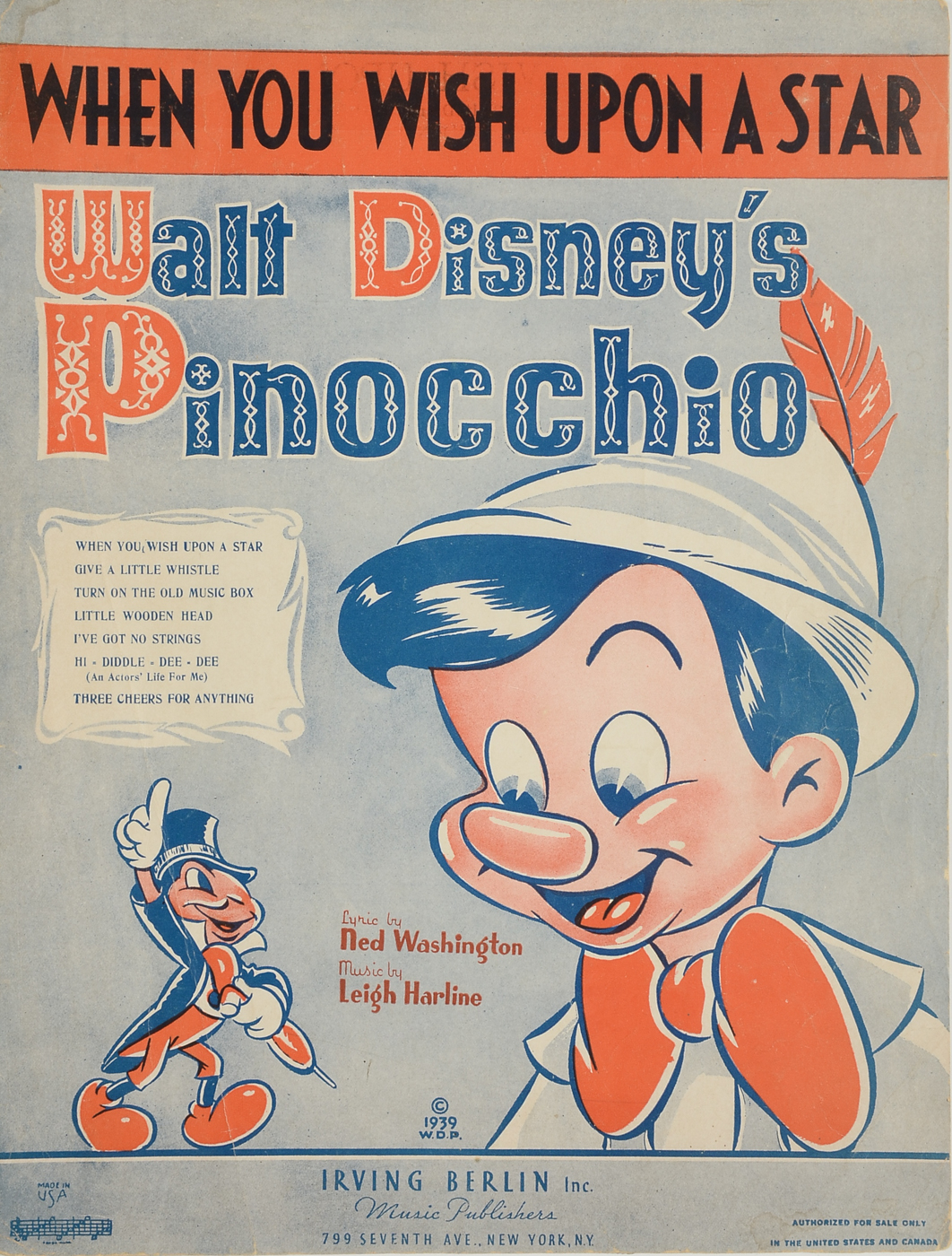 Disney Sheet Music Featuring "When You Wish Upon a Star"