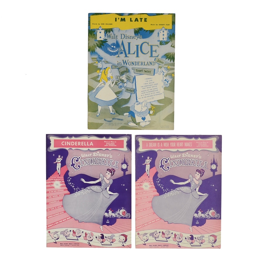 Walt Disney's "Cinderella" and "Alice in Wonderland" Sheet Music