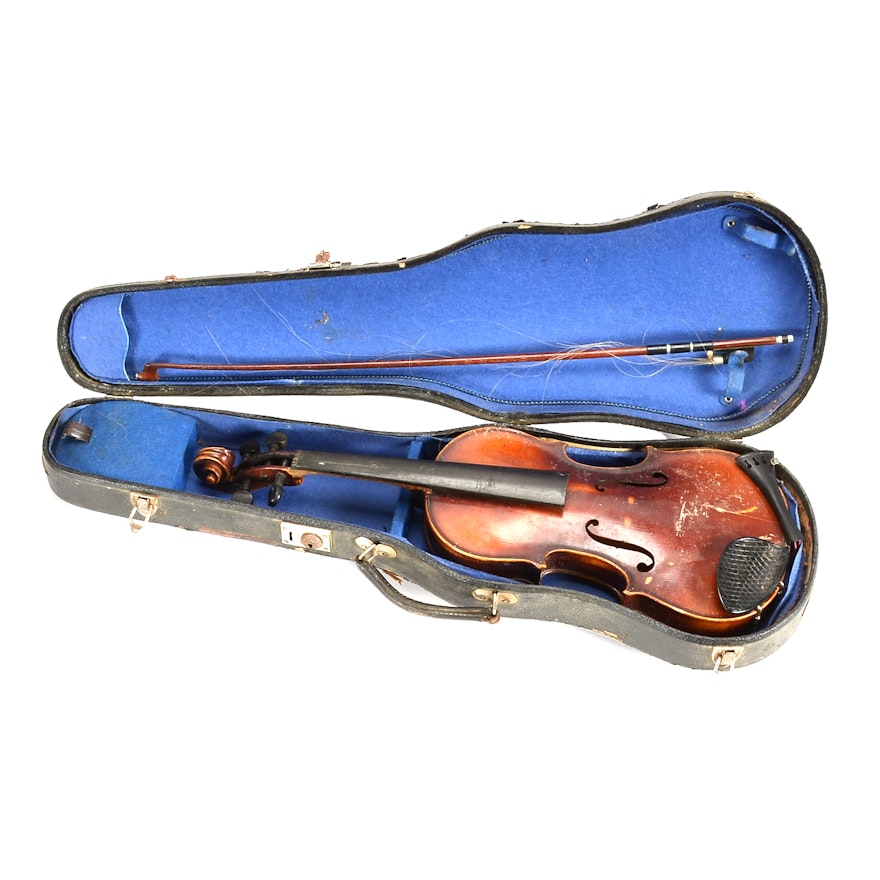 Vintage Violin and Bow in Case