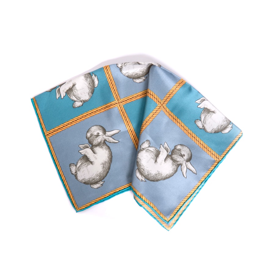 Hermès Rabbit Duck Illusion Silk Scarf | EBTH