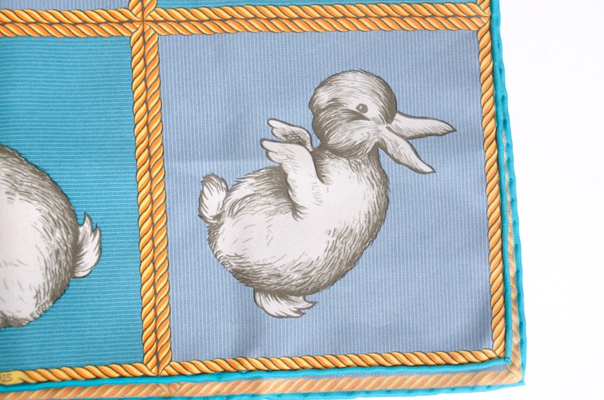 Hermès Rabbit Duck Illusion Silk Scarf | EBTH