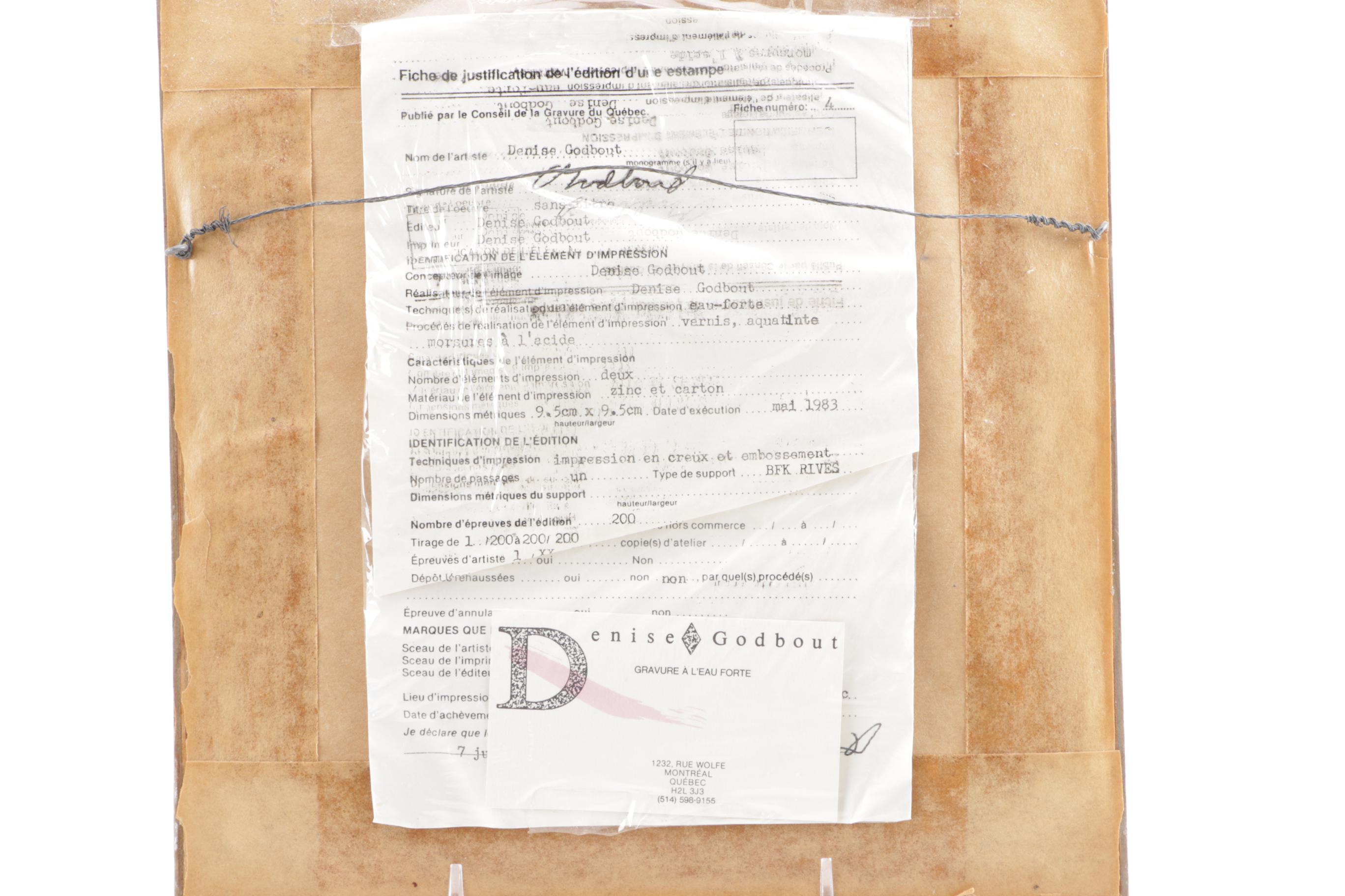 Denise Godbout Limited Edition Aquatint of Birds in Leaves