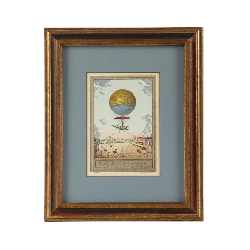 After Charles Dupont Hand-colored Lithograph "Hot Air Baloon"