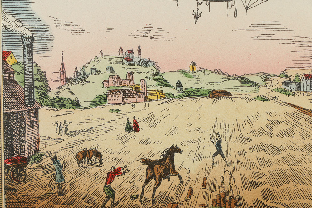 After Charles Dupont Hand-colored Lithograph "Hot Air Baloon"