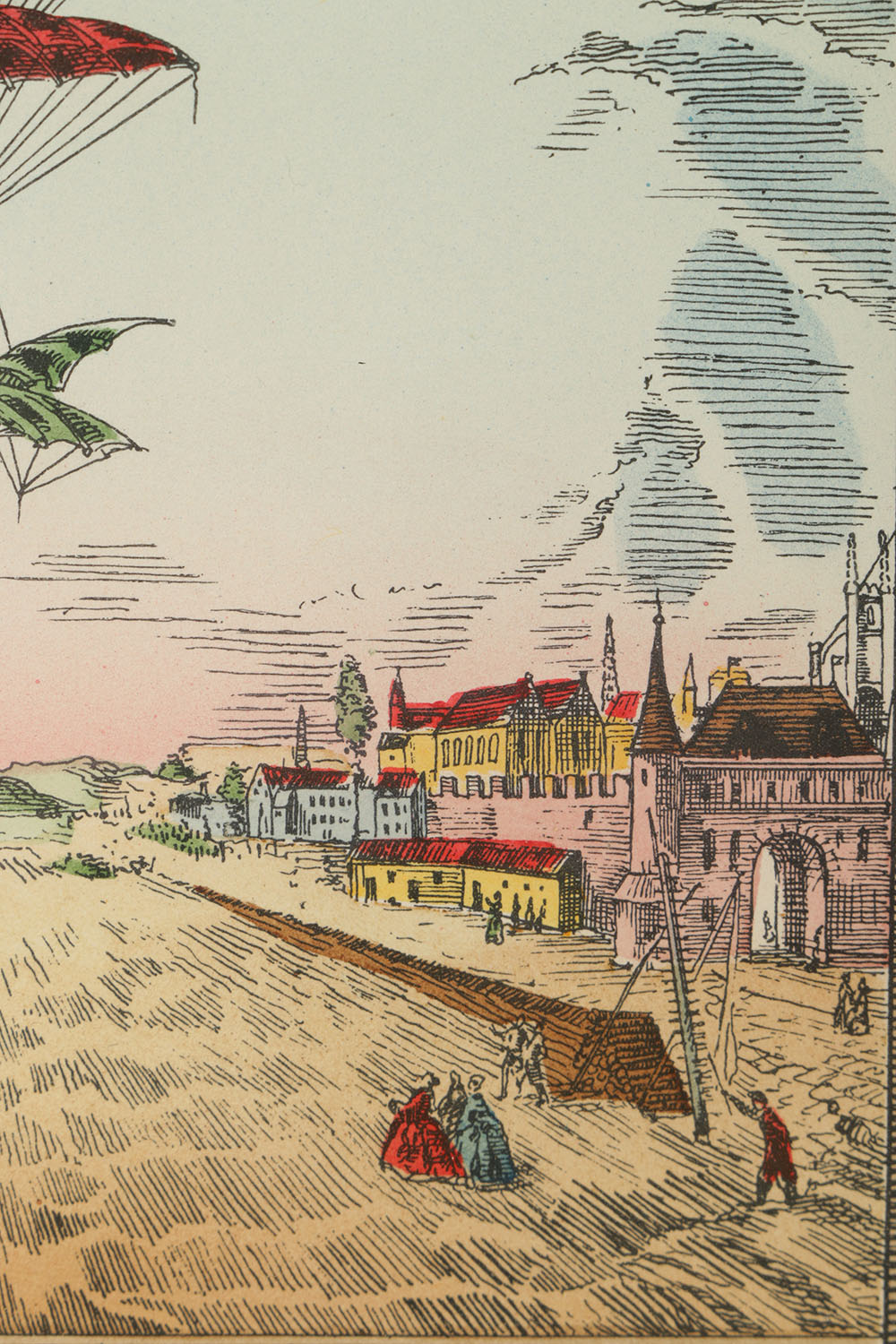 After Charles Dupont Hand-colored Lithograph "Hot Air Baloon"