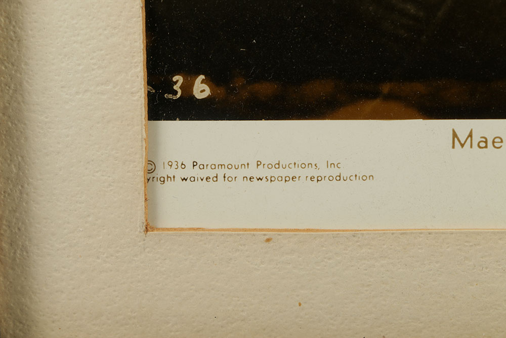 Autographed Black and White Photograph of Mae West