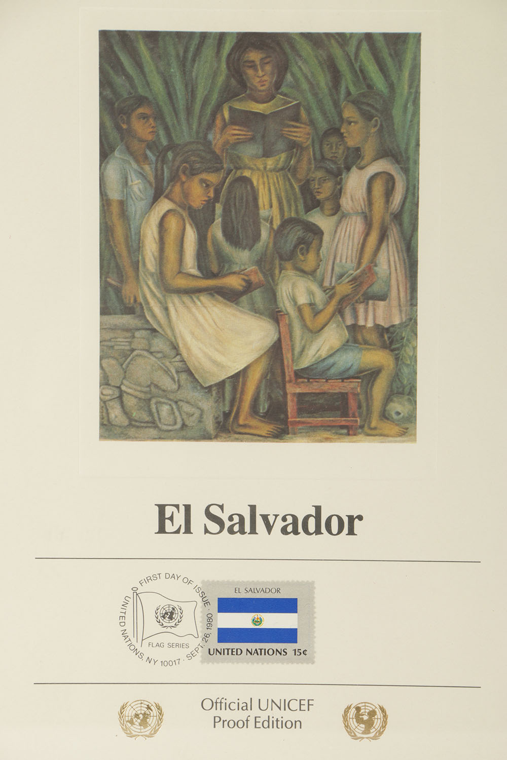UNICEF Commemorative Cancellation Page of the El Salvador Stamp