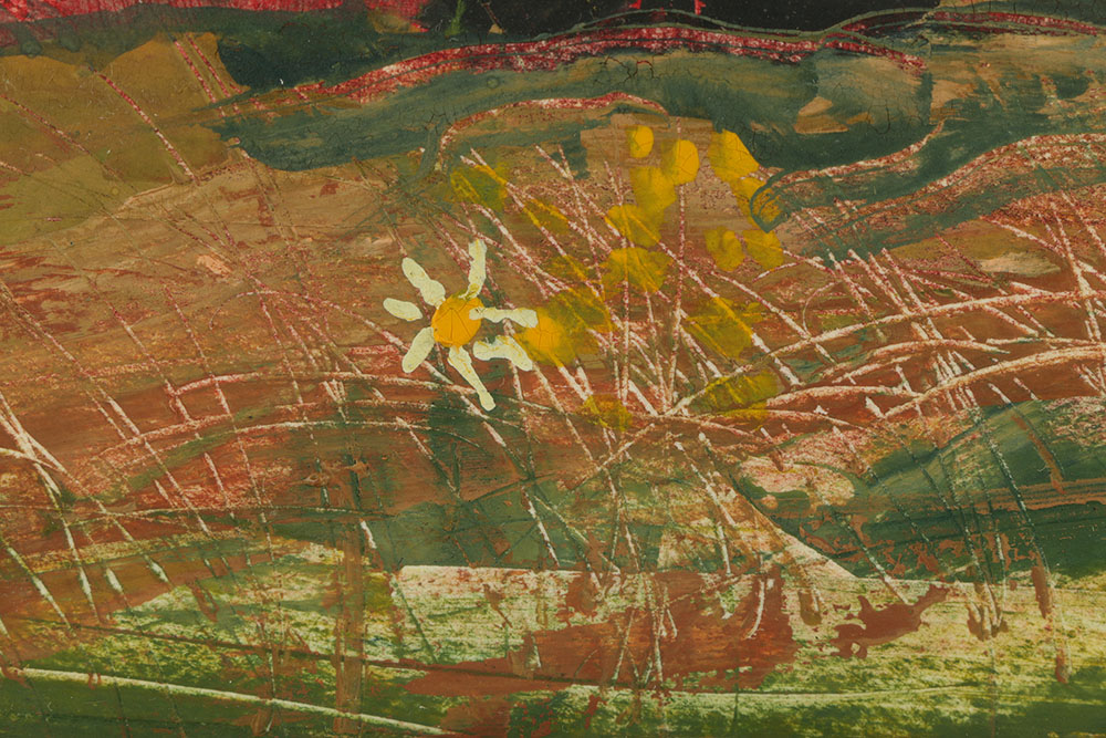 Steve Cryan Gauche Painting on Paper "The Last Trolley"