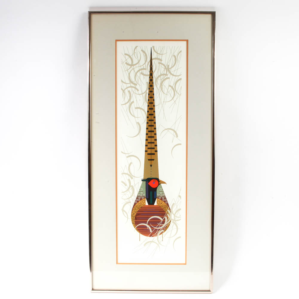 Charley Harper Limited Edition Serigraph "Phancy Pheathers"