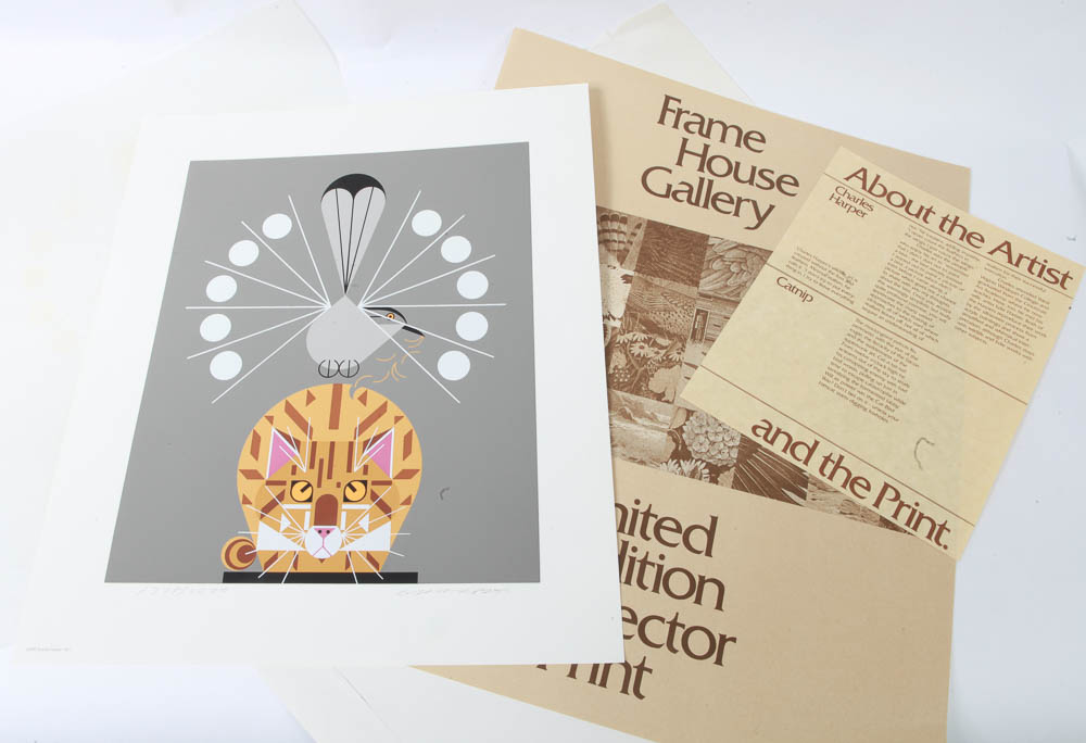 Charley Harper Limited Edition Serigraph "Catnip"