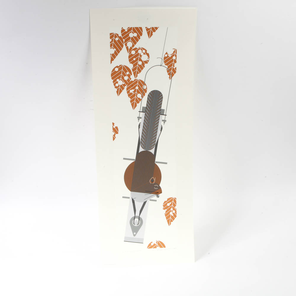 Charley Harper Limited Edition Serigraph "Furred Feeder"
