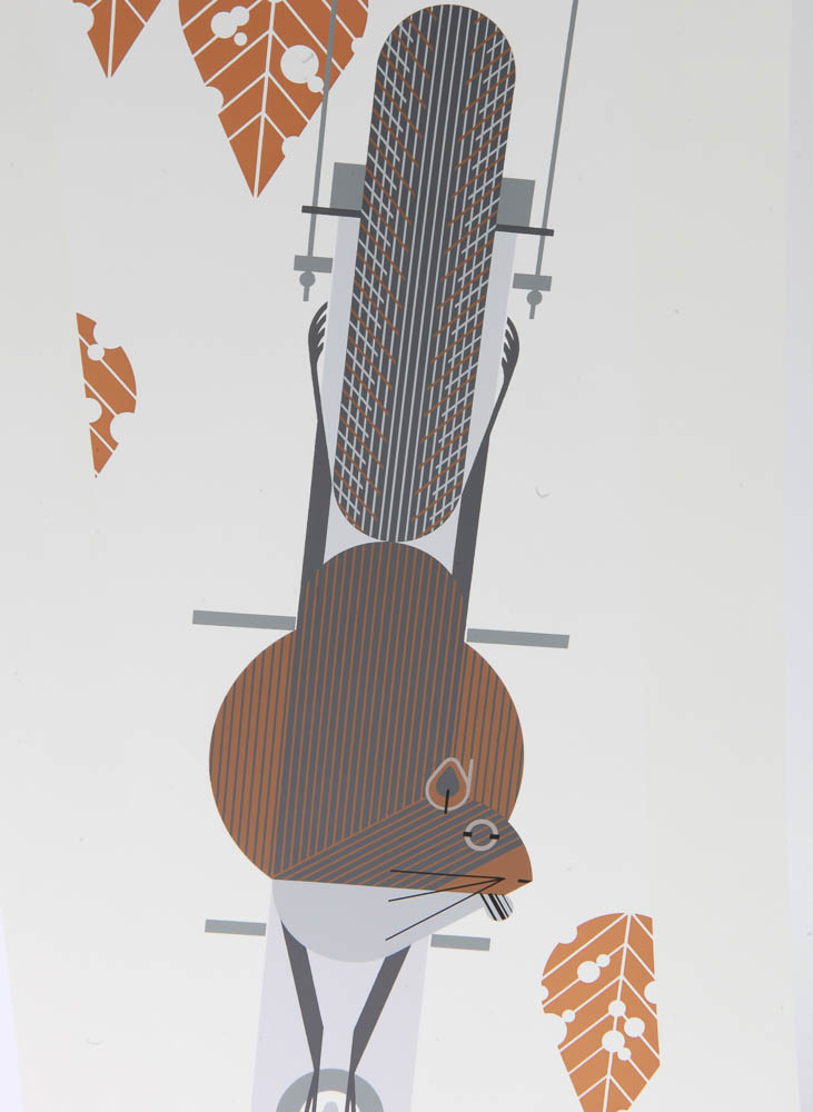 Charley Harper Limited Edition Serigraph "Furred Feeder"