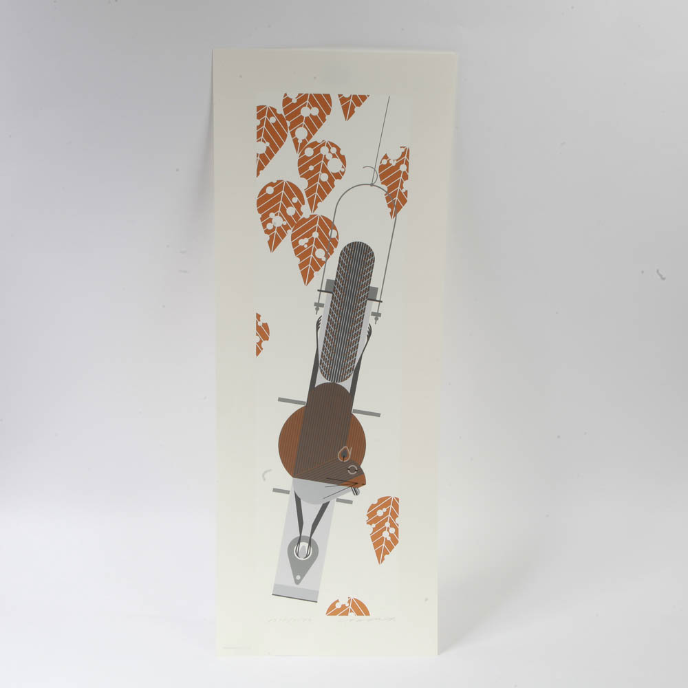 Charley Harper Limited Edition Serigraph "Furred Feeder"